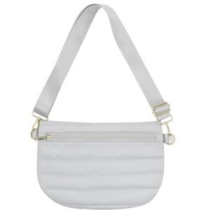 Gray Quilted Puffer Messenger Crossbody Sling Bag